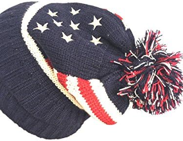 Women Men American Flag Cuffed Knit USA 