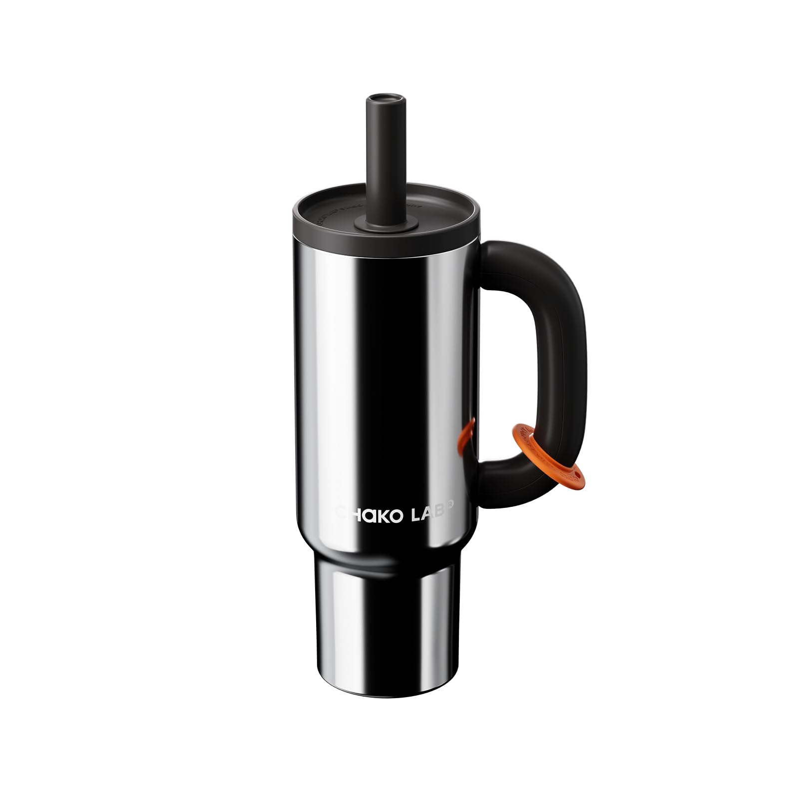 CHAKO LAB BaWang Insulated Stainless Steel Tumbler | Tumbler with Handle and Straw 33oz | Cup Holder Friendly for Travel | Leakproof Water Bottle | BPA-Free | 316 stainless steel liner| Silver