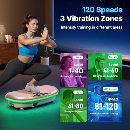 Image of MERACH Vibration Plate Exercise Machine, 4D Whole Body Workout Vibrating Platform for Lymphatic Drainage Weight Loss Muscle Activation, Home Fitness Equipment with Bluetooth Light Pull Cord