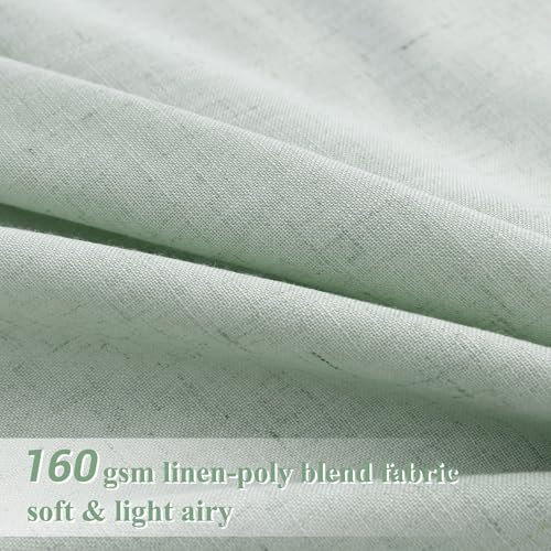 Image of Joywell Extra Long Linen Curtains 102 Inches for Living Room Aqua Green