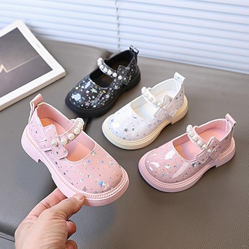 Kids Girls Mary Jane Princess Shoes Glitter Star Low Heel Pearl Strap Sandals Wedding Pageant Birthday Party Shoes3