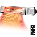 COSTWAY Electric Patio Heater 1500w, Wall-mounted Infrared Heater with Remote Control, 24H Timer, 9 Heat Setting, Quiet Outdoor Patio Heater for Garage, Home, Balcony
