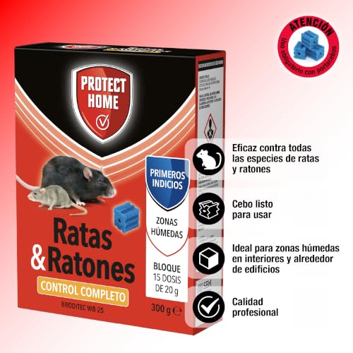 Miniatura 3 de Protect Home atrayente de ratas y ratones, en formato de bloque de Alta eficacia y atracción, Zonas humedas, Ratas y Ratones