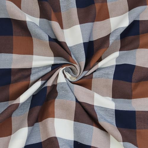 Image of BIGREAMS Premium 100% Cotton Checkered Unstitched Shirt Fabric For Men's - 0% Color Fade, Summer Shirt Piece, Breathable Fabric, 150 CM WIDE