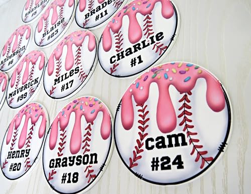 Personalized Baseball Bag Tag with Name for Backpack Sports Bag - Custom Kids Ice Cream with Sprinkles Drip Acrylic ID3