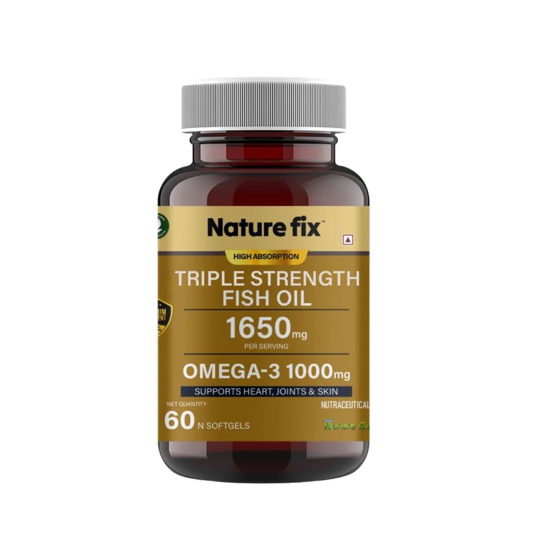 Nature Fix Triple Strength Fish Oil 1650mg – Omega-3 1000mg (Supports Heart, Joints & Skin) – 60 Softgels-image-47