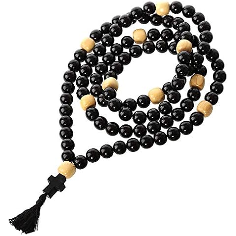 NKlaus Collar de Oración de Granate de Trabajo Manual Ámbar Negro Cover