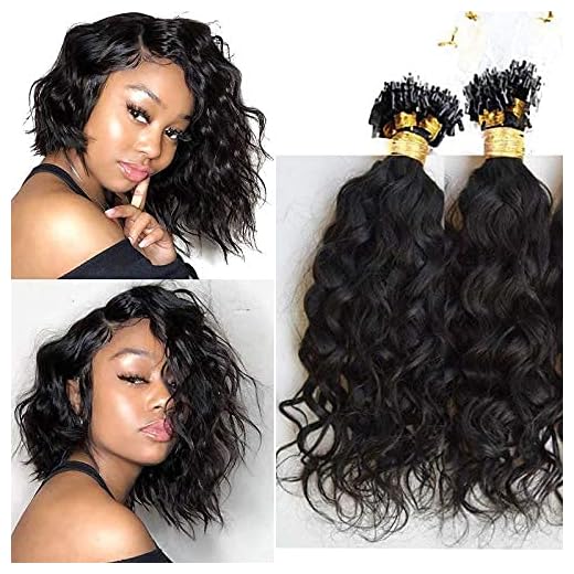 LUFFYWIG Natural Curly Extensions Human Hair Brazilian Micro Loop Ring Hair 1g/pcs 100pcs Pack Natural Color 18 Inch
