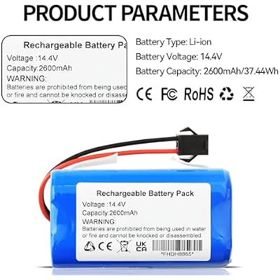 Replacement Battery Compatible with Ionvac SmartClean 2000 Robovac 7687 7688, Ionvac SmartClean V4 7997 Robot Vacuum Cleaner CMICR18650F8M7-4S1P H18650CH-4S1P SUN-INTE-172 SUN-INTE-273 14.4V 2600mAh