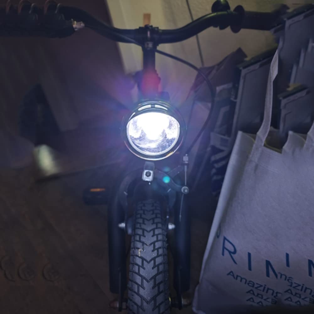 Faro Anteriore per Bicicletta retrò, Luminoso, Classico, dal Design Vintage, con Cassa in Metallo Cromato e Luce LED per la Sicurezza Notturna Durante Le uscite in Bicicletta, Colo