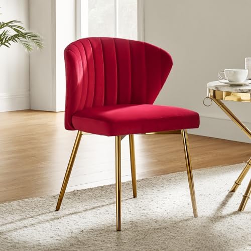 HULALA HOME Velvet Dining Chairs, Modern Small Armless Accent Cha...