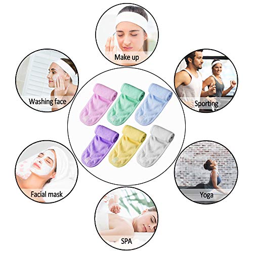 7 stuks haarband voor gezicht spa hoofdband cosmetica badstof hoofdband haarbeschermingsband met klittenbandsluiting… - Image 7