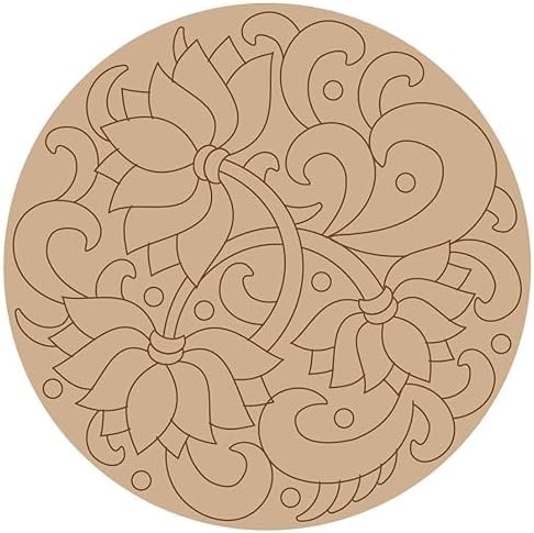 Sure Laser Cut MDF Wood Round Design with New pattern Design's Inside for Diwali Rangooli with Shape Drawing DIY Round Cutout for Arts and Crafts Purpose,Home Decor,lippan Art Decoration. (12 Inch)