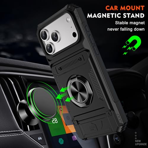 Coque iPhone 2025 Pro Max avec porte-cartes caché et béquille rotative 360 - 2