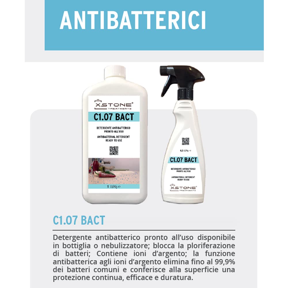 Detergente ANTIBACTERIAL, BLOQUEA bacterias en ENCIMERA DE COCINA/BAÑO en piedra natural. ELIMINA hasta el 99,9% de las bacterias. Pack 3 x 0,5 litros spray
