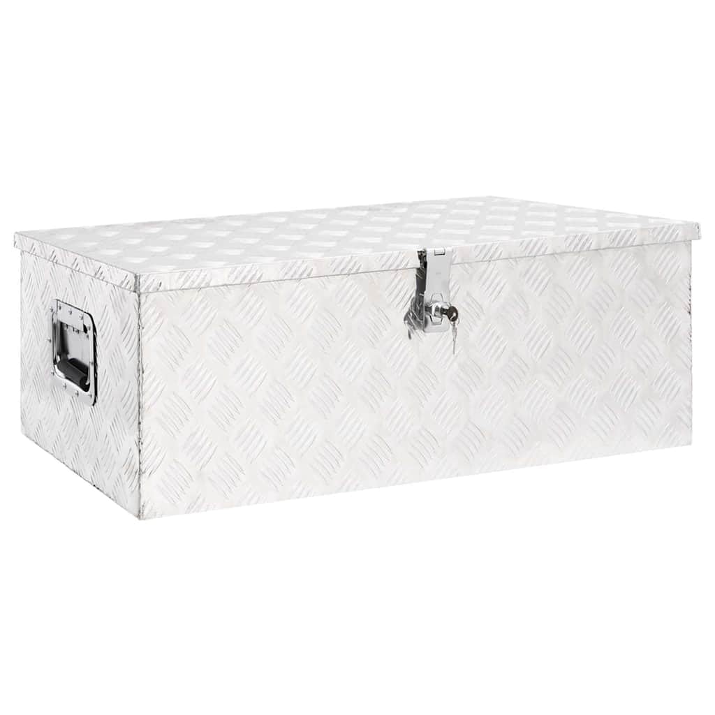 Vidaxl Silver Aluminium Storage Box - Durable, Rust-Resistant And Locking System, With Spacious Interior Room, Portable 90X47x33.5 Cm,