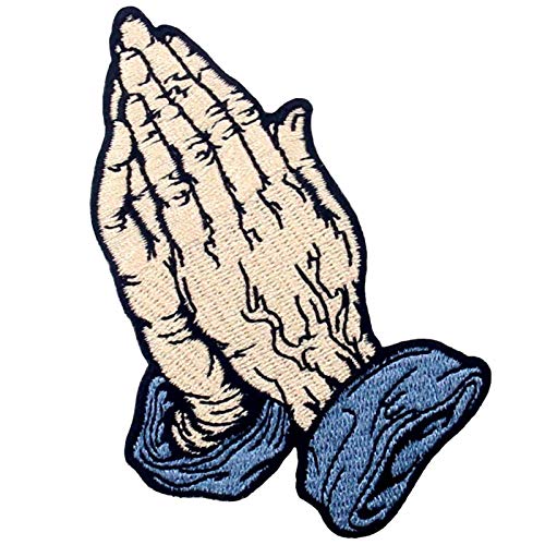 Praying Hands Patch Embroidered Applique Iron On Sew On Emblem