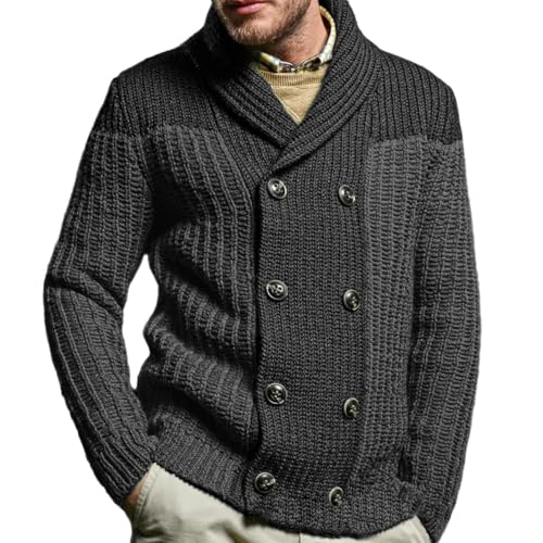 Suéteres de punto grueso para hombre, con bolsillos, cuello alto, manga larga, abotonados, abrigos, Z01-gris, XXL