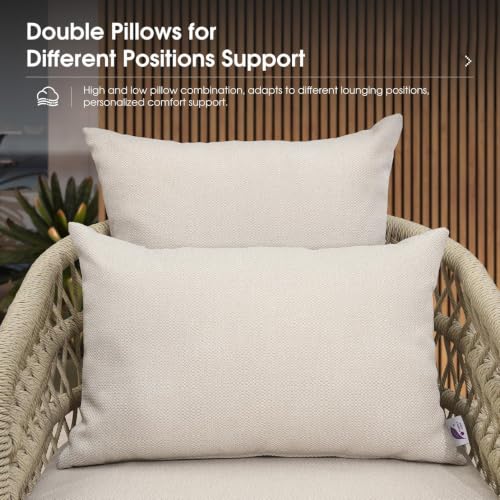 Image of PURPLE LEAF Patio Chaise Lounge Chair Aluminum Frame 2 Pillows Matte White