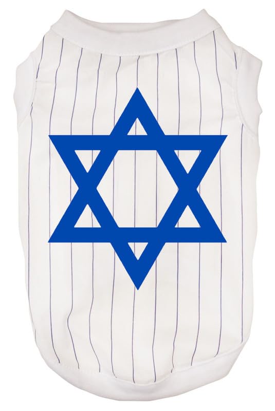 Chemise pour chien haut de gamme Star of David motif rayures bleu et blanc premium XXL