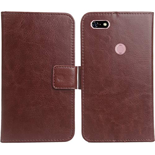 Gukas Flip PU Billetera Design para Lenovo A5 5.45' Funda De Carcasa Cartera De Cuero Case Cover Piel (Brown)