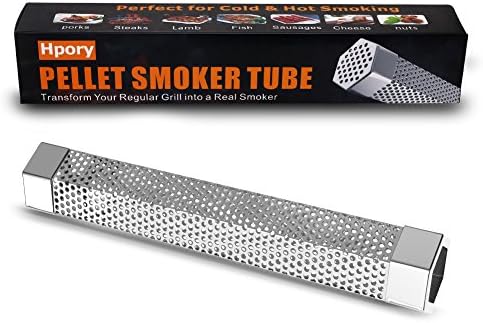 Hpory Pellet Smoker Tube 12'' Stainless Steel for Any Grill or Smoker, Cold/Hot Smoking, Hexagonal BBQ Smoke Generator