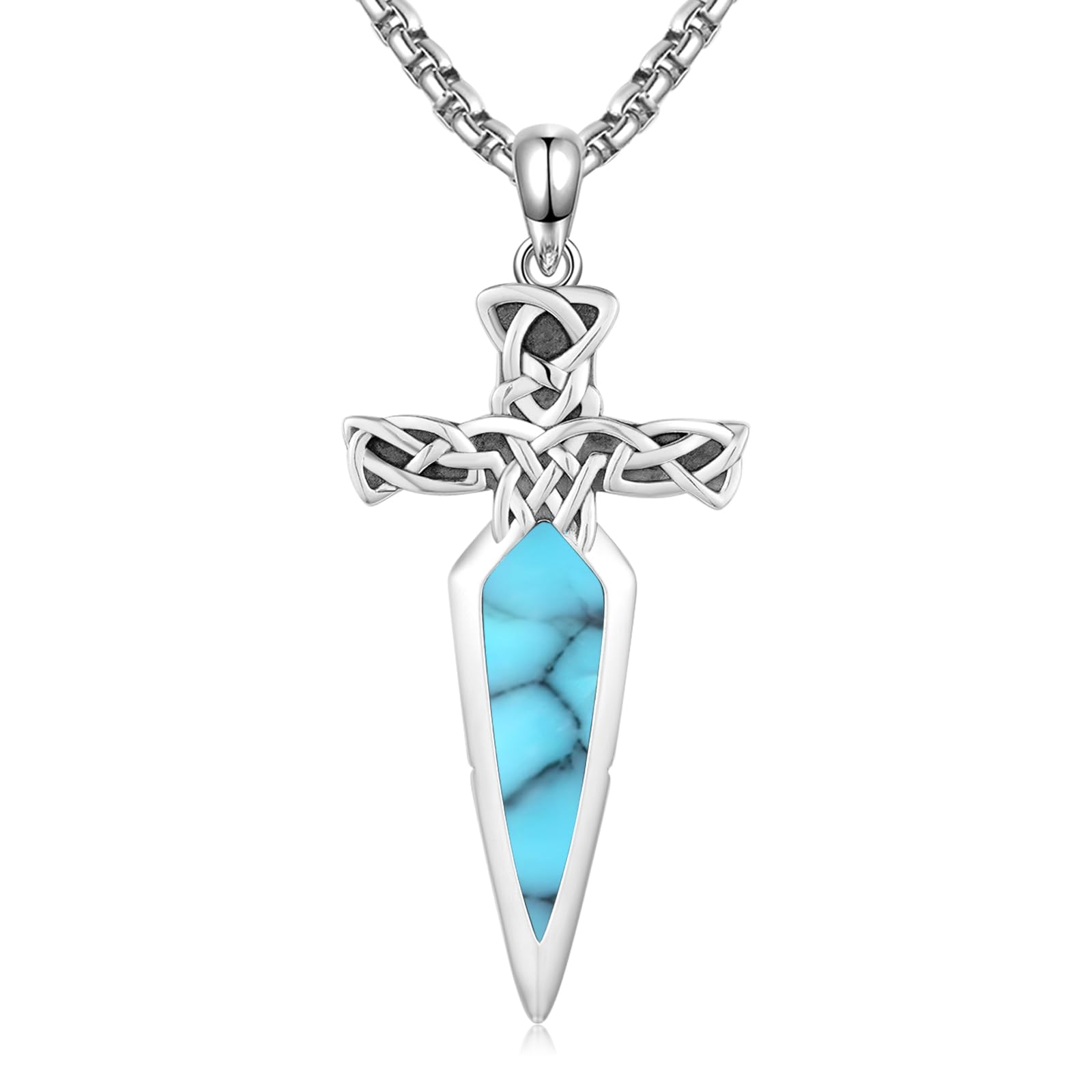 Sword Necklace 925 Sterling Silver Dagger Pendant Necklace Retro Gothic Jewelry Gifts for Men Father Women