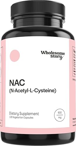 Wholesome Story Suplemento NAC N acetil cisteína 600 mg | Apoyo para el hígado, los pulmones y la fertilidad | 120 cápsulas | Suministro de 120