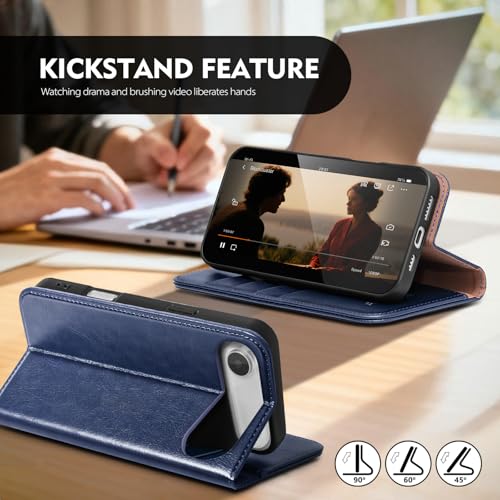 Scutumate Compatible with iPhone Air Case Wallet with Card Holder [4 Card Slots] Kickstand [RFID Blocking] PU Leather Phone Case Flip Folio Protective Cover TPU Shockproof,for Apple 17 Air,Blue by Scutumate - Used condition - Image 6