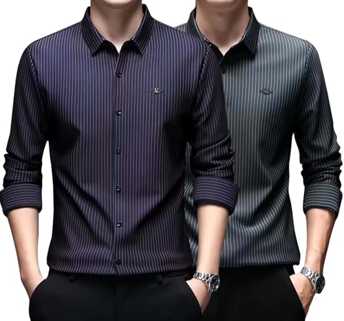 Image of Lymio Men Shirt || Striped Shirt for Man || Full Sleeve|| Premimum Casual Style (Royal)