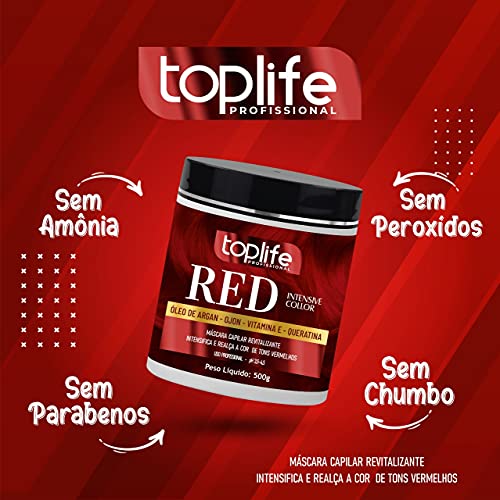 Máscara Matizadora Tonalizante Vermelha Red Toplife 500gr