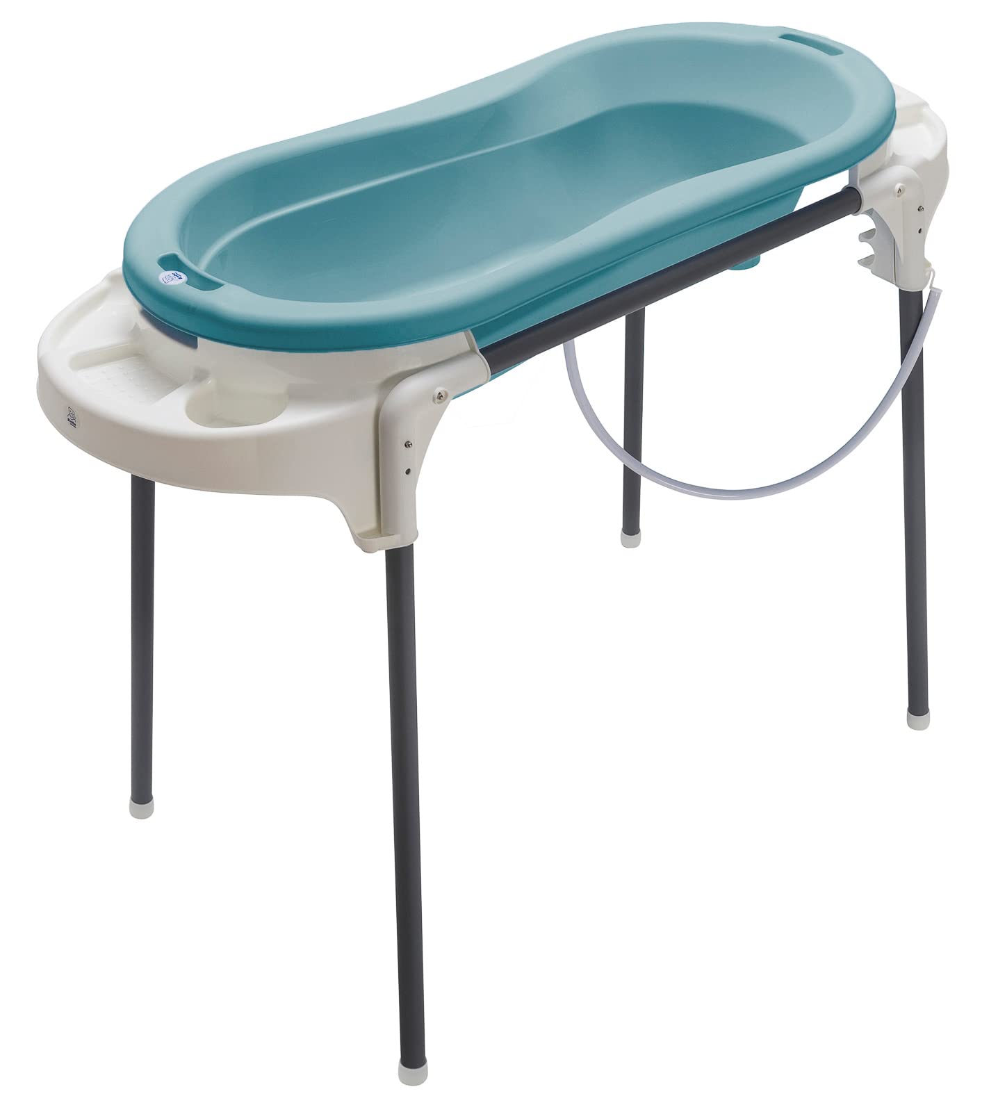Rotho Babydesign TOP Xtra Badestation - wasserdicht - gross - Babybadestation - Babybadewanne - Babywanne mit Gestell - Babypflegeset - türkis