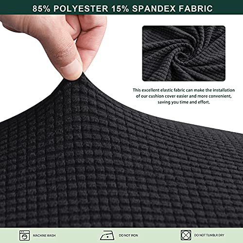 Chun Yi 1 Piece Stretch Couch T Cushion Cover Or Sofa Backrest Cushion Slipcover Suitable For Armchair Loveseat Sofa, Couch Back Cushion Cover Checks Spandex Jacquard Fabric (Rectangle, Gray) #TOP5