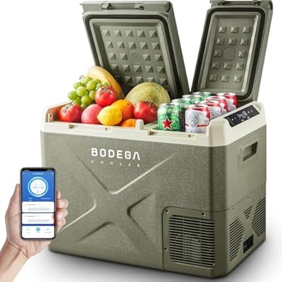 BODEGACOOLER 12 Volt Car Refrigerator, 34Quart (32L) Car Fridge Dual Zone, 12V Portable Freezer APP Control, RV Car Cooler -4?-68? 12/24V DC 100-240V AC for Outdoor Camping Travel Vehicles Home Use