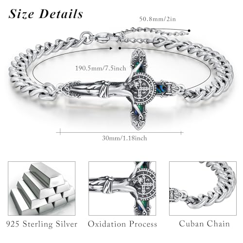 XILES 925 Sterling Silver Patron Saint Medal Bracelet Amulet Protection Jewelry Birthday for Men Women with Gifts Box3