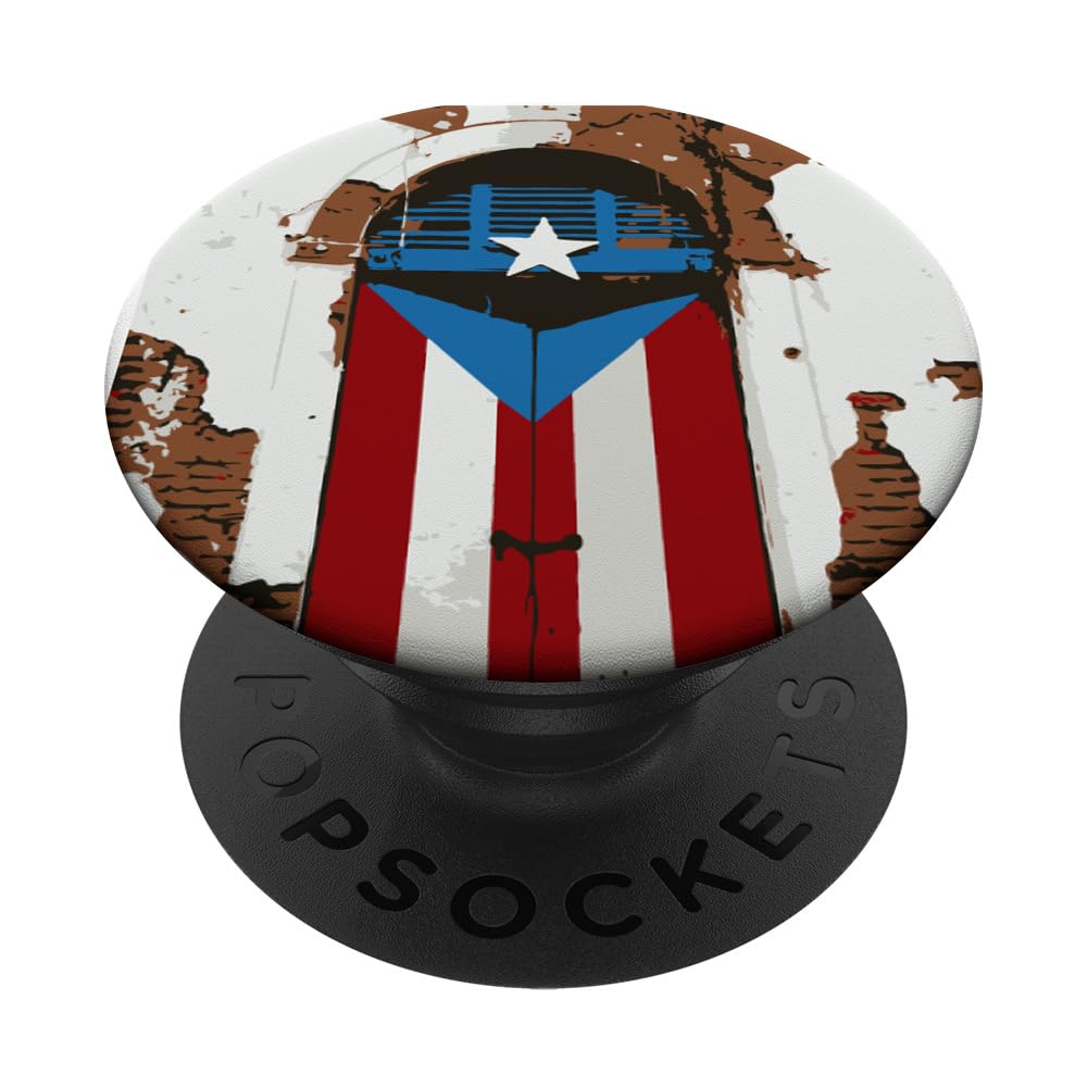 Puerto Rico Flag on Door PopSockets Adhesive PopGrip
