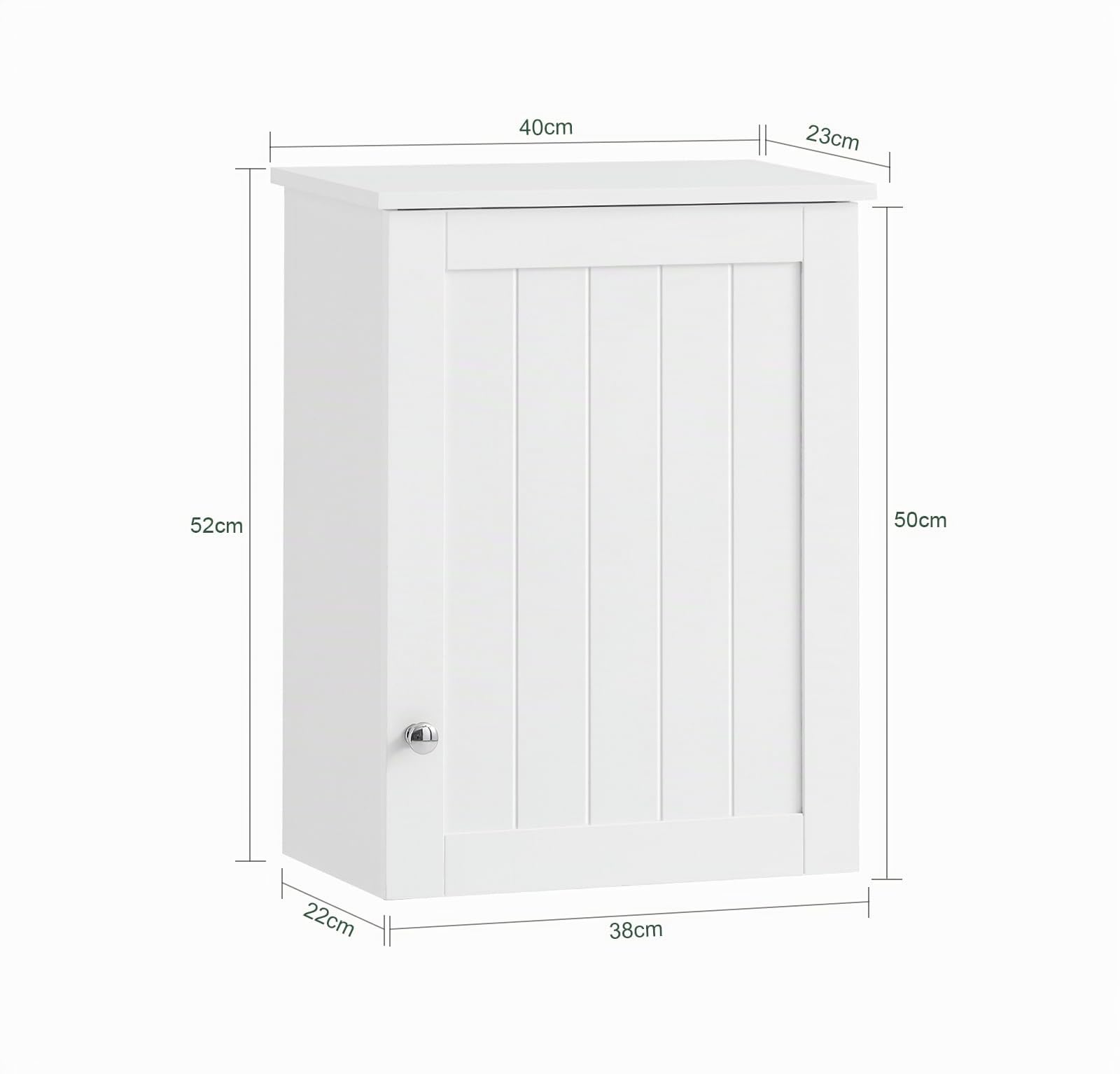 SoBuy Meuble Haut Salle de Bain – Armoire de Salle de Bain Suspendue avec Porte et Étagères Réglables, Etagere Murale en Bois pour Cuisine, Entrée – Armoire à Pharmacie, Blanc, 40x52x23cm, BZR19-W