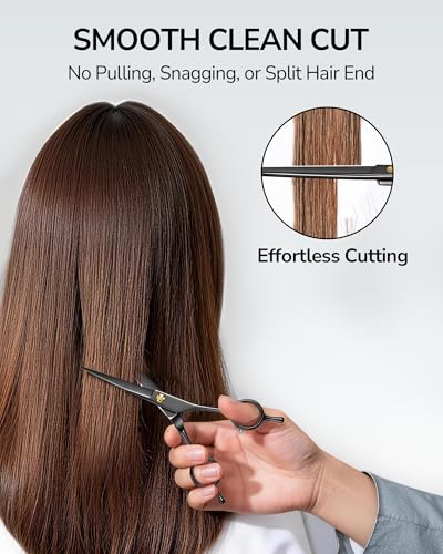 Hair Cutting Scissors, ULG Professional Hair Scissors 6.5” Right-Hand Razor Edge Barber Shears Salon Hair Cutting Shears Made of Japanese Stainless Steel, Hand Sharpened Black