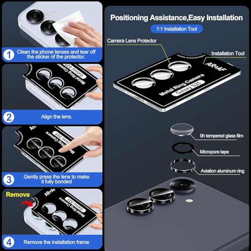 Image of JGD PRODUCTS Premium Camera Lens Protector Compatible For Samsung Galaxy S25 5G (Black) Camera Lens Protector - 9H Tempered Glass, Military-Grade Anti-Scratch, Case-Friendly, Easy Install Frame
