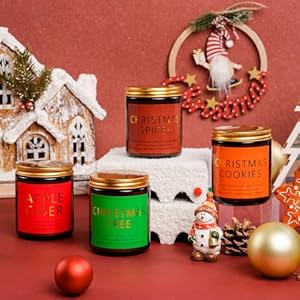 Christmas candle set 4 pack christmas scented candles for home holiday gifts for women men soy candles for home scented scents of christmas treecookiesspicesapple cider  urban country home decor