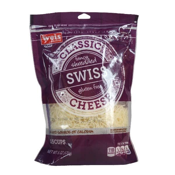 Amazon.com: Weis Quality, Cheese Swiss Shredded, 6 Ounce : Grocery ...