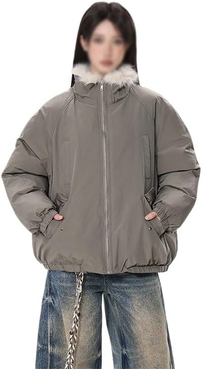 Winter Thick Black Cotton Padded Jacket with Stand Up Collar for Both Men Women