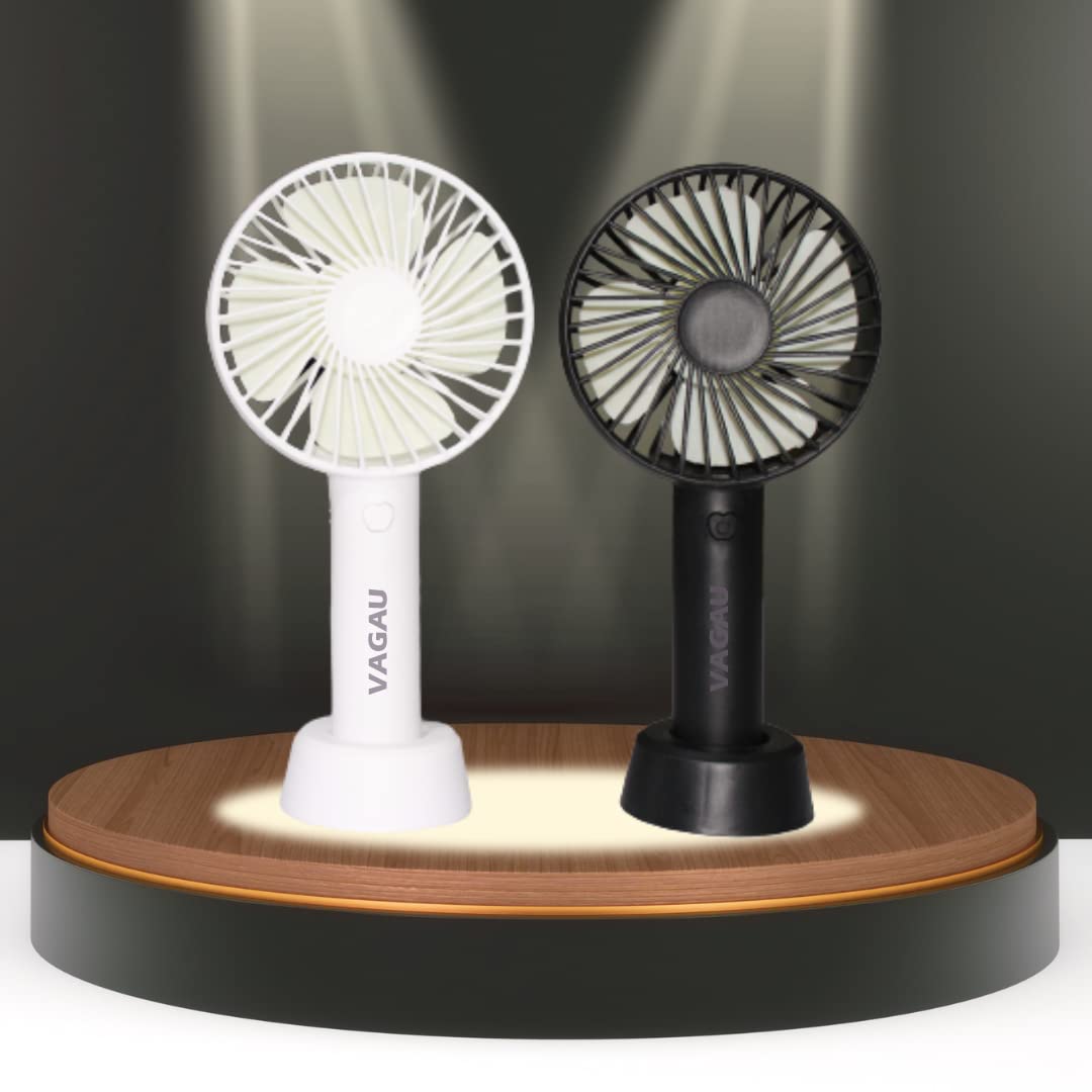 VAGAU Mini Portable USB Hand Fan, Usb Fan Portable High Speed Built-in Rechargeable Battery Operated Summer Cooling Table Fan with Stand For Home Office Indoor Outdoor Travel (Black/White) (B0C21DDLVB) Amazon Price History, Amazon Price Tracker