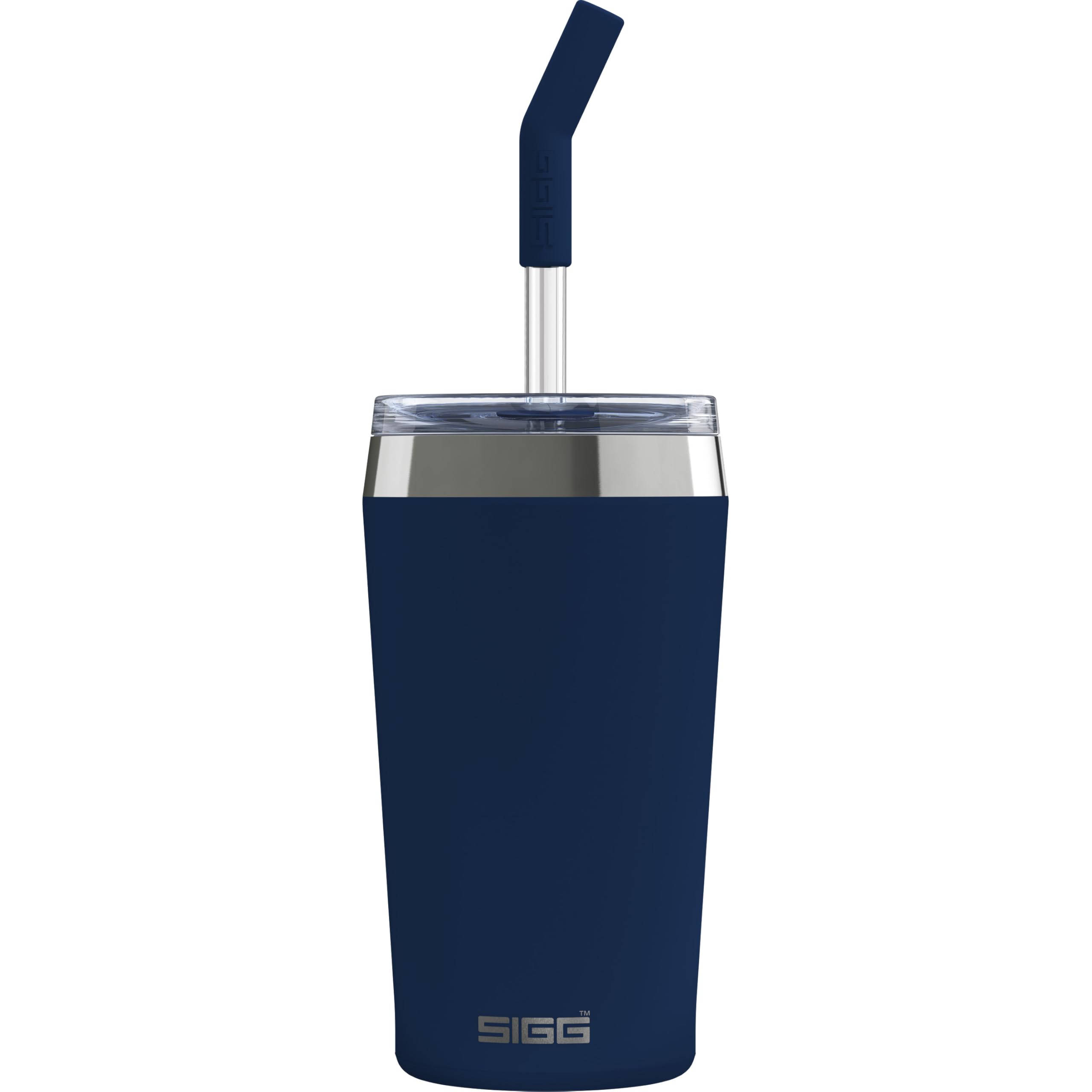 Sigg Helia Travel Mug, Double-Walled Insulated Thermal Cup with Glass Straw, Leakproof Stainless Steel Tumbler for Hot and Cold Drinks