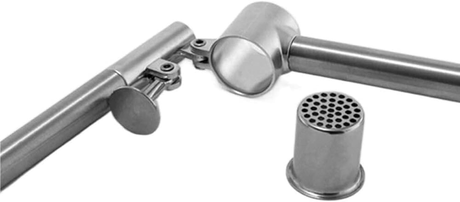 Prensa de ajos de Acero Inoxidable, triturador Manual de gengibre, machacador Antideslizante sin Salpicaduras, sin Volar Clavos, Plata, 18,6 * 3cm