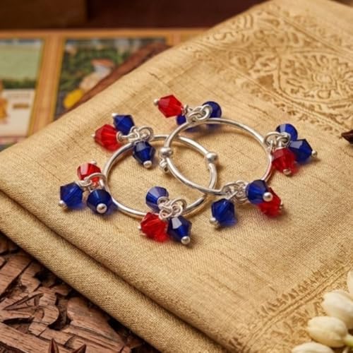 Image of Parasmoni JewellersSterling Silver Laddu Gopal Anklet (Payal) with Red Beads | God Jewellery for Bal Gopal Murti
