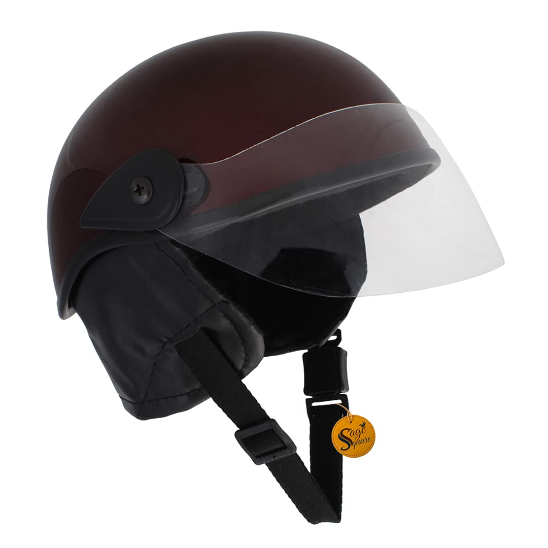 Sage Square Men's and Women's Multi-Purpose Half Face Helmet. (Large, Maroon Glossy) (Non-Motorized)-picture-15
