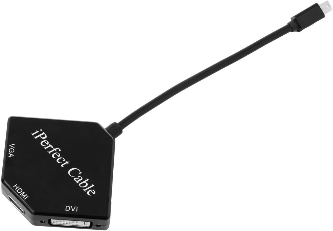 iPerfect 3in1 Thunderbolt Mini Displayport Mini DP to HDMI VGA DVI Adapter Cable Converter Adaptor For Apple Macbook Pro Imac Macbook Air Mac Mini Laptop
