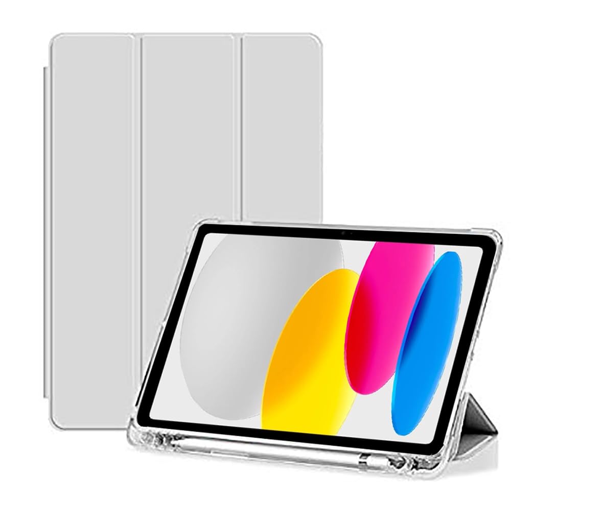 Caseelo [ Translucent Soft Air-Cushioned Back ] Smart Flip Cover Case for Apple iPad 10th Generation 2022 10.9 Inch [ A2696 A2757 A2777 ] [ 10th Gen ] [ Tri-fold Pencil Holder Cover ] - Gray (B0C3YS5KY1) Amazon Price History, Amazon Price Tracker