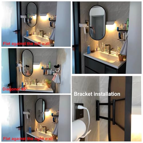 Miroir d'angle pivotant avec support LED ovale gain de place - 3